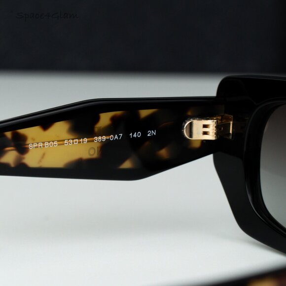 Prada Women Sunglasses Black Grey Gradient Rectangle PRB05S 3890A7 NEW AUTHENTIC - Picture 6 of 11